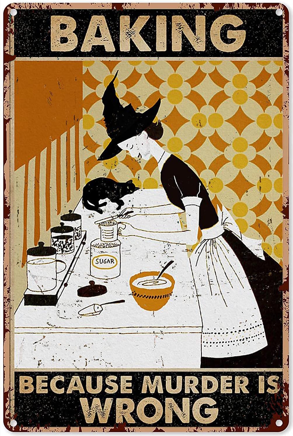 Kitchen Witch Baking - Papan Dekorasi Dapur Bertema Penyihir dan
