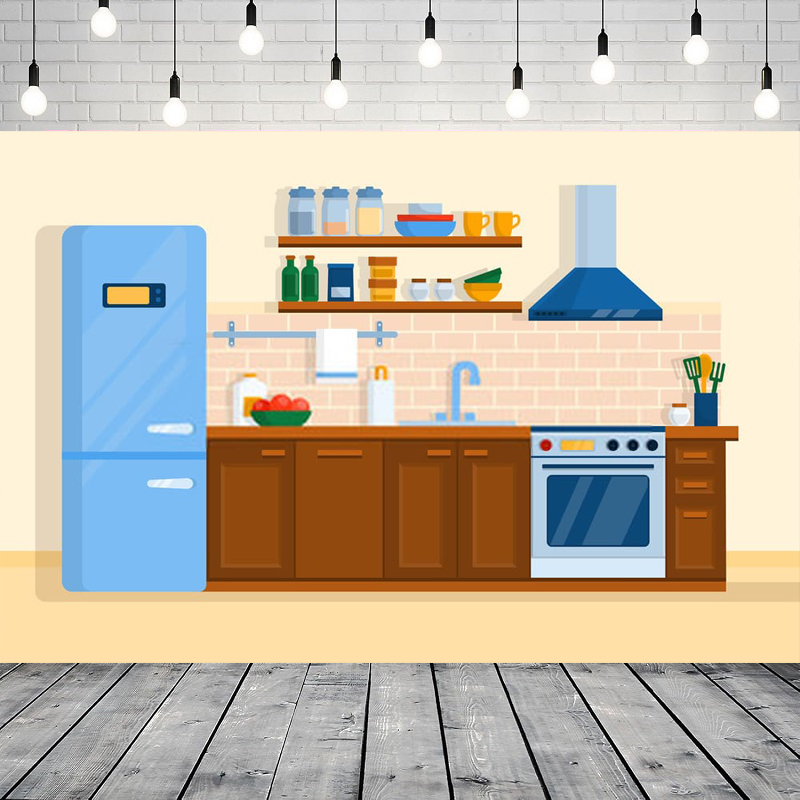 Kitchen Baking Background - Latar Belakang Fotografi Dapur Kartun Anak-anak