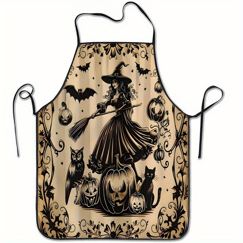 Kitchen Witch Baking - 1 Buah Celemek Poliester Bertema Halloween