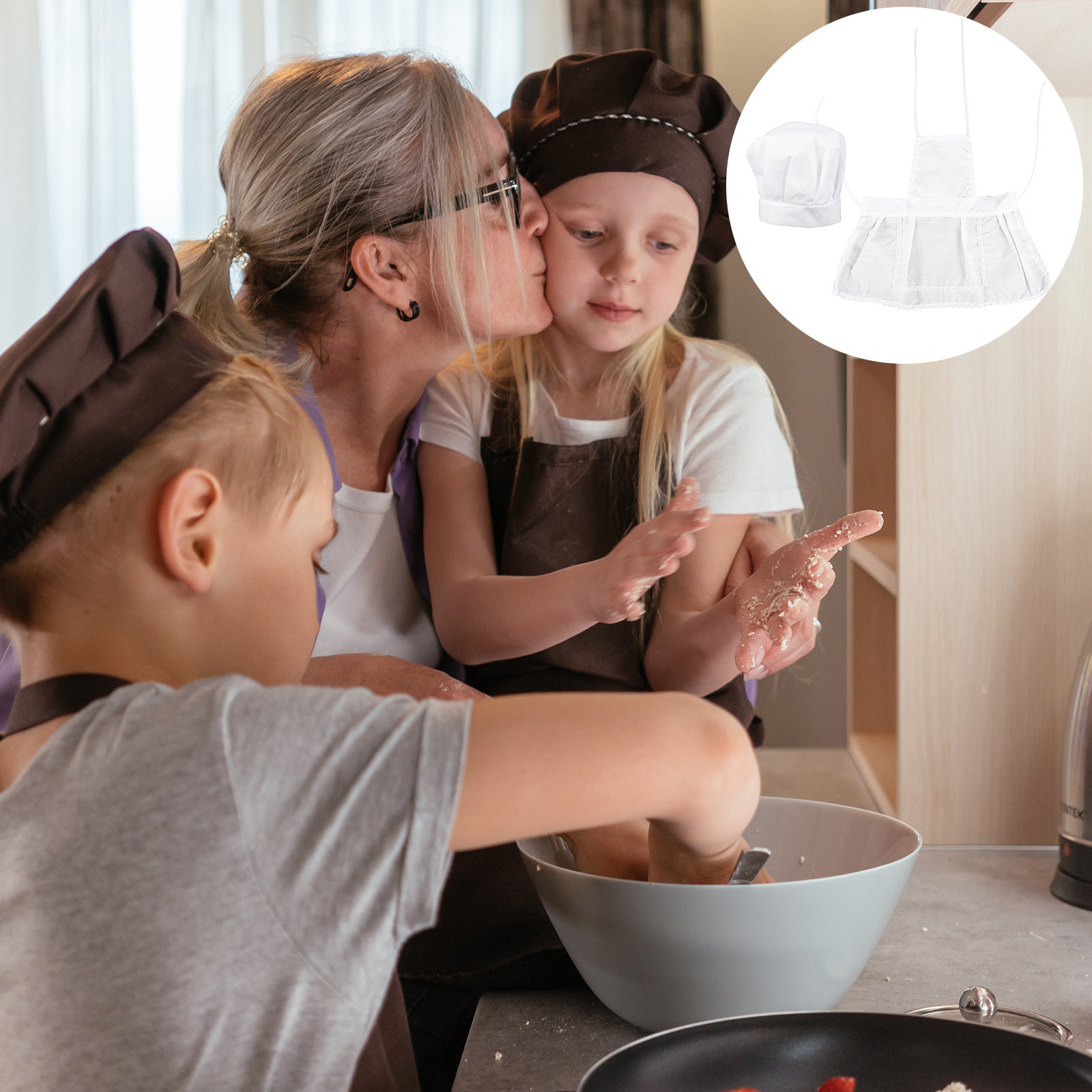 1 Set Topi Koki Anak dan Celem - Kitchen Kids Baking Set ulasan dan harga
