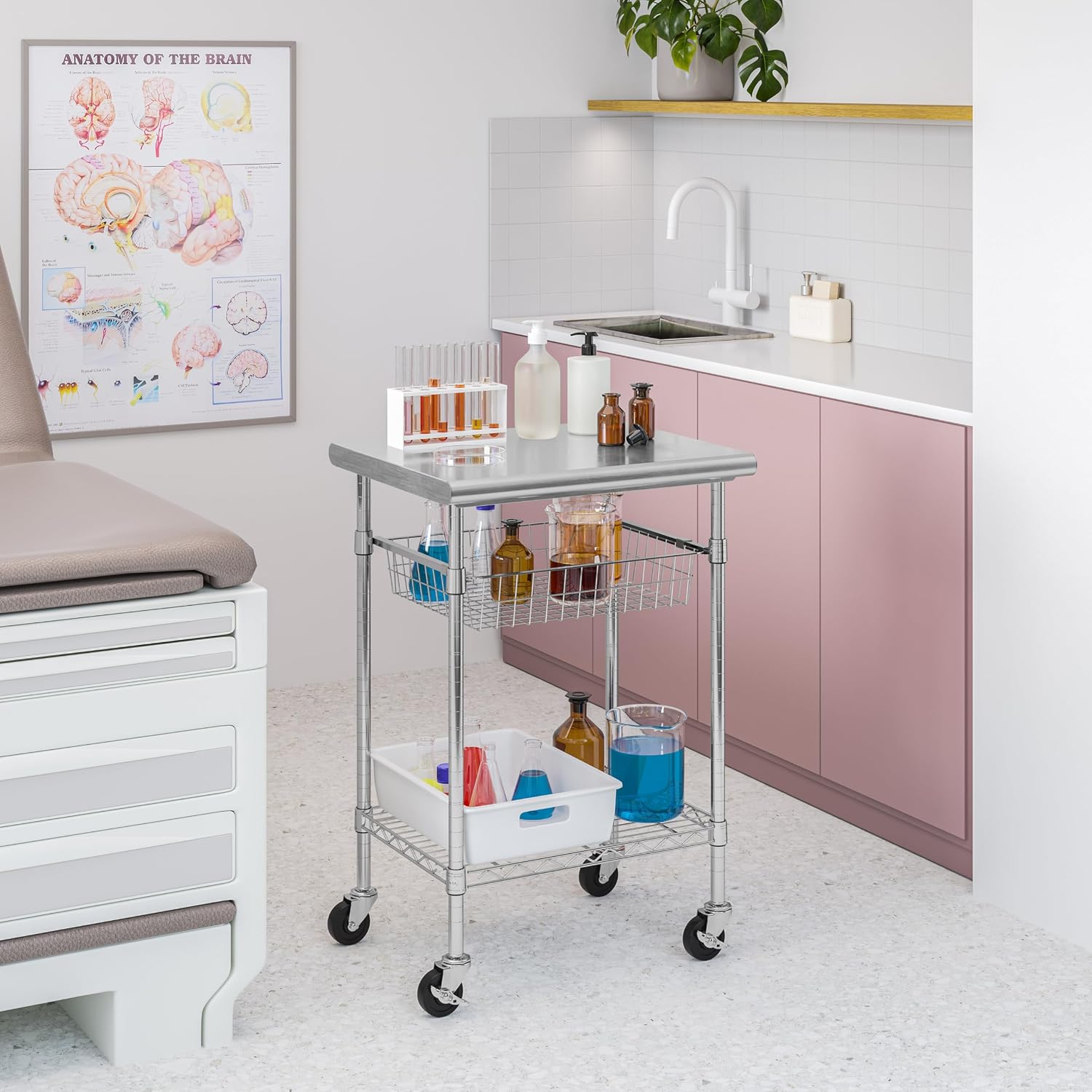 Meja Persiapan Makanan Komersi - Kitchen Baking Cart ulasan dan harga