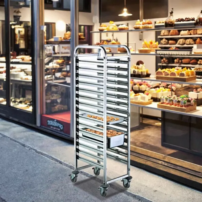 Troli Pan GN 4 Roda Bahan Stai - Kitchen Baking Cart ulasan dan harga