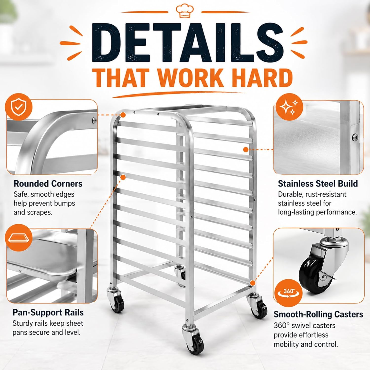 Rak Loyang Baja Tahan Karat 10 - Kitchen Baking Cart ulasan dan harga